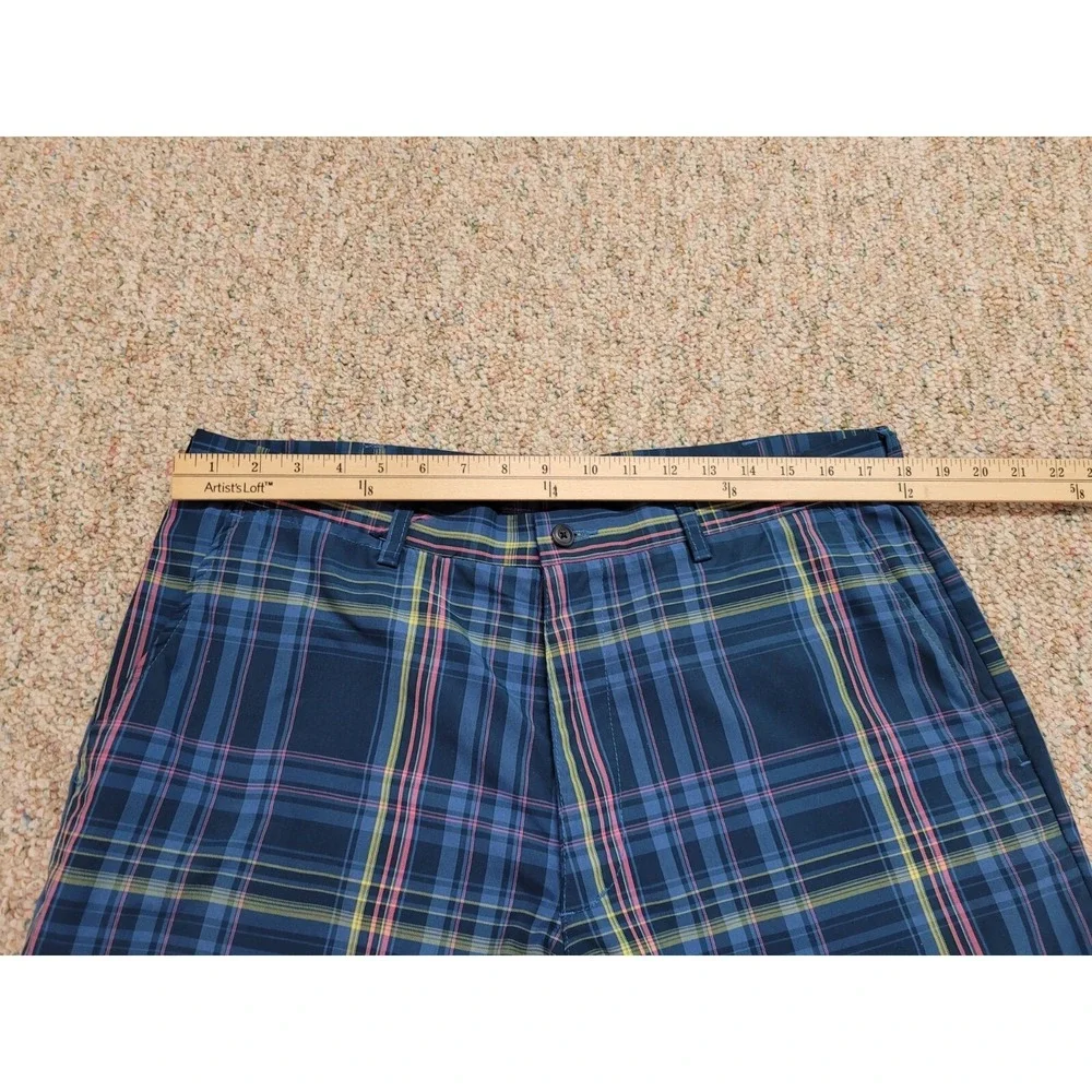 PGA‎ Tour Shorts Mens 36 Blue Plaid Pro Series Golf Performance Athletic Sports
